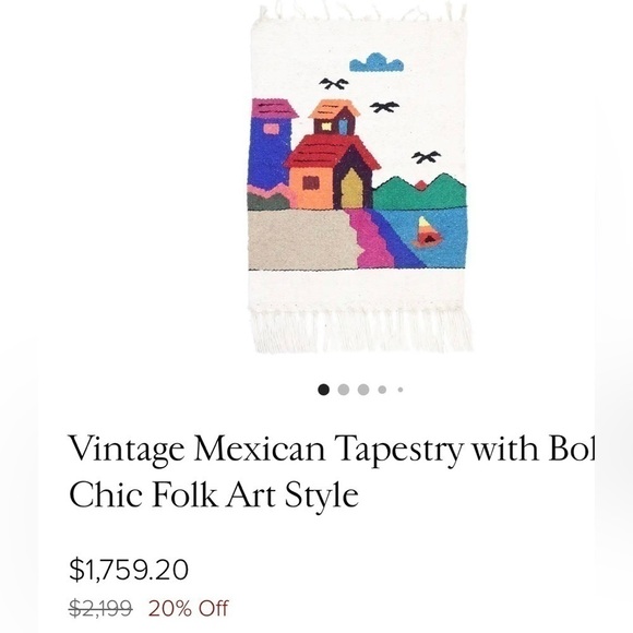 Vintage Latin/Mexican Tapestry with Boho Chic Folk Art Style—100% Wool—GORGEOUS! - Picture 10 of 10